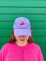 Lavender Cherry Embroidered Hat