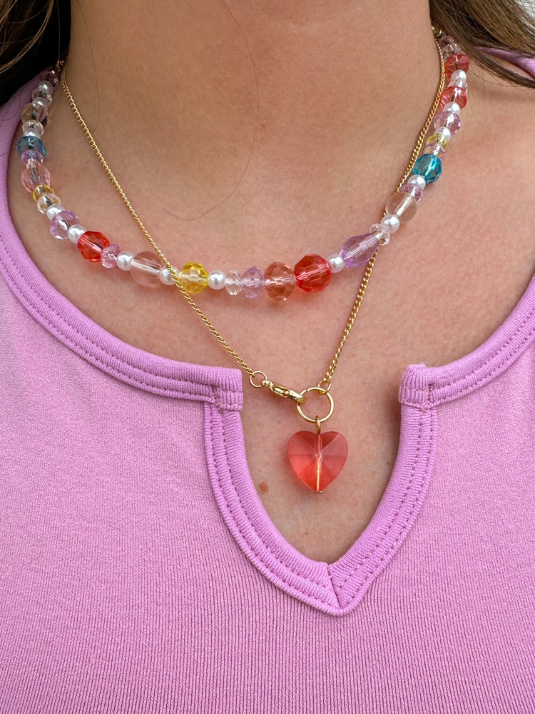 Pastel Heart Layered Necklace